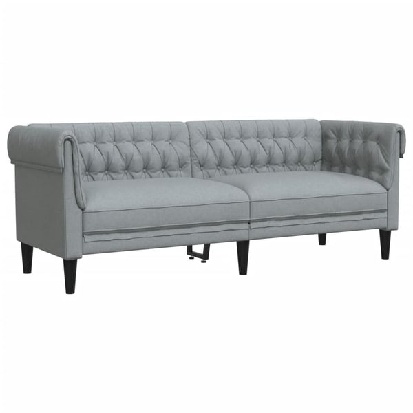 vidaXL 3-personers Chesterfield-sofa stof lysegrå