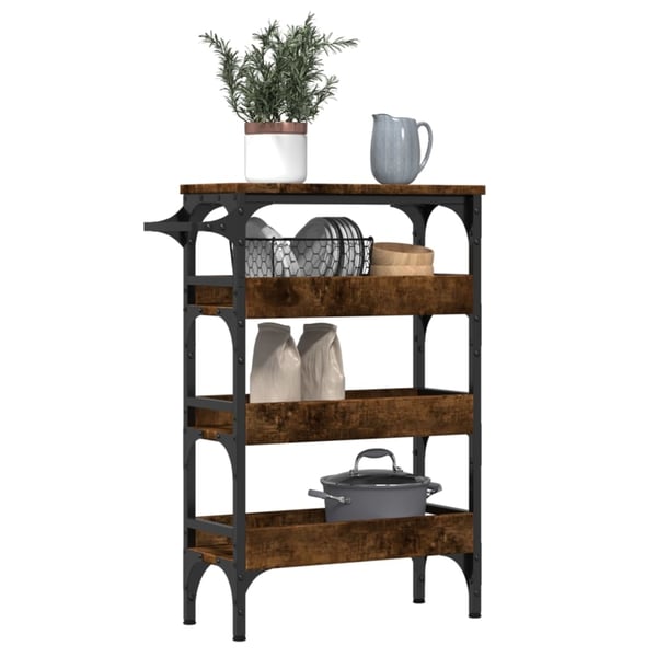 vidaXL Kjøkkentralle røkt eik 53x20x76 cm konstruert tre