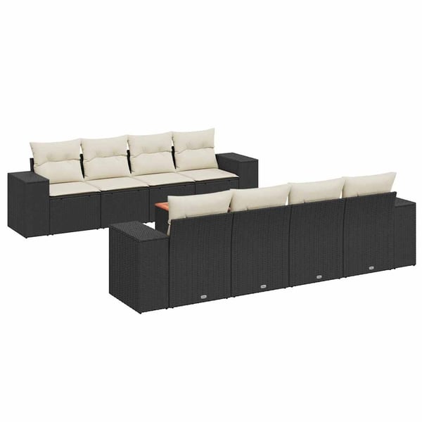 vidaXL sofasæt til haven 9 dele med hynder polyrattan sort