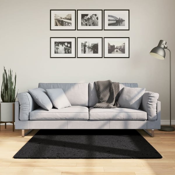 vidaXL Teppe OVIEDO kort luv svart 120x120 cm