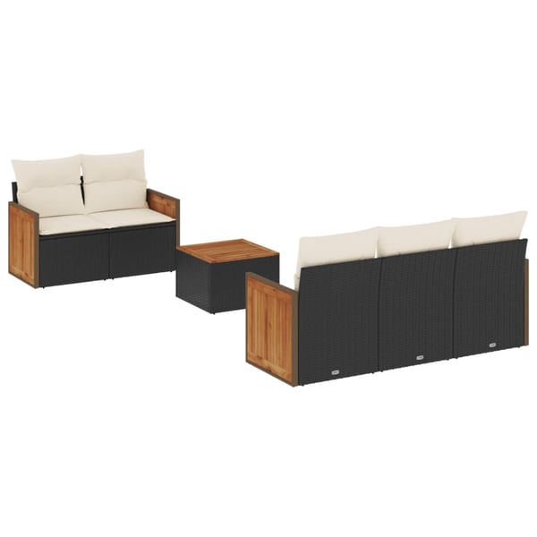 vidaXL Loungegrupp med dynor 6 delar svart konstrotting