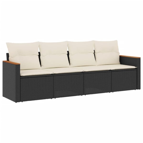 vidaXL sofasæt til haven 4 dele med hynder polyrattan sort