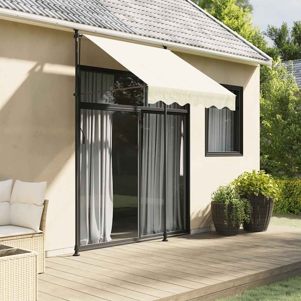 vidaXL Uttrekkbar markise kremhvit 200x115 cm stoff og stål