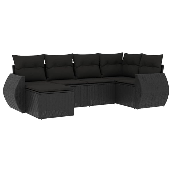 vidaXL sofasæt til haven 6 dele med hynder polyrattan sort