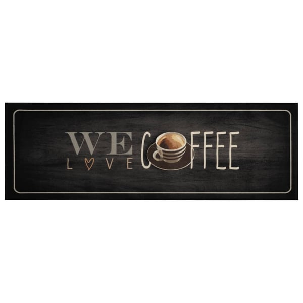 vidaXL køkkentæppe 60x180 cm kaffedesign vaskbart velour