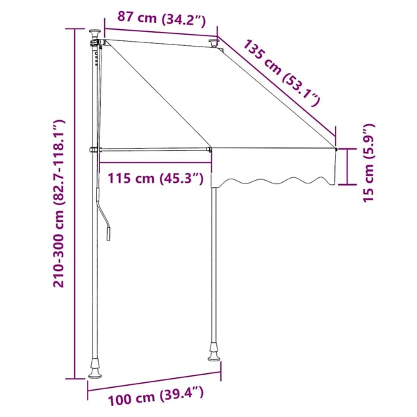 vidaXL Uttrekkbar markise kremhvit 100x150 cm stoff og stål