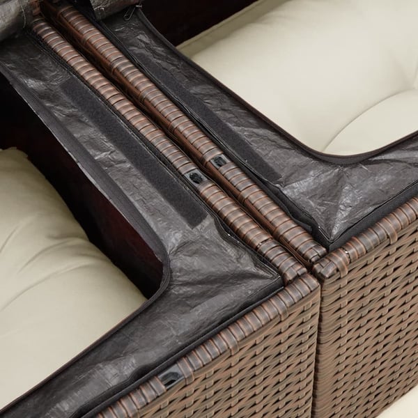 vidaXL 2-personers havesofa med hynder polyrattan brun
