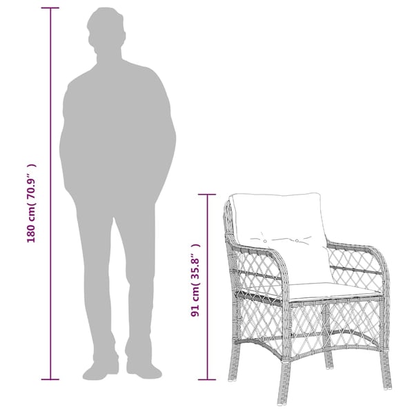 vidaXL spisebordssæt til haven 9 dele med hynder polyrattan sort