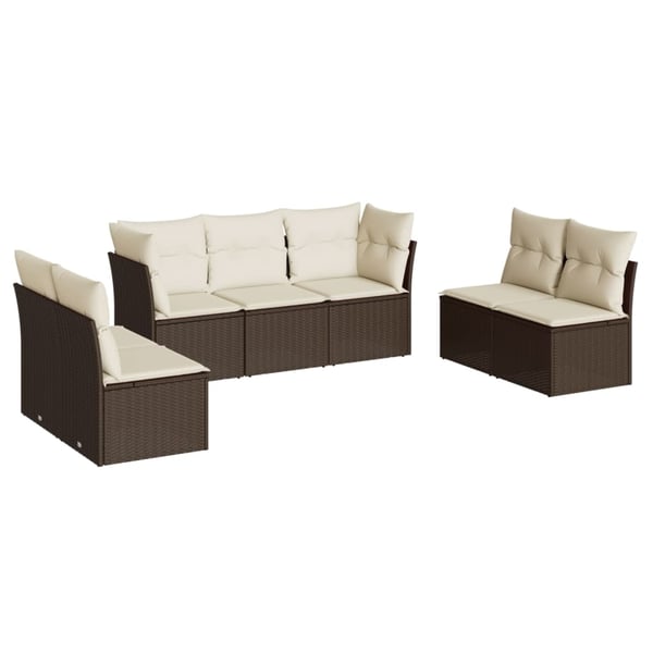 vidaXL sofasæt til haven 7 dele med hynder polyrattan brun