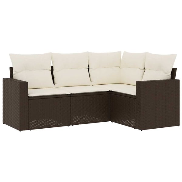 vidaXL sofasæt til haven 4 dele med hynder polyrattan brun