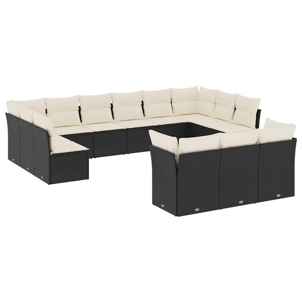 vidaXL sofasæt til haven 13 dele med hynder polyrattan sort