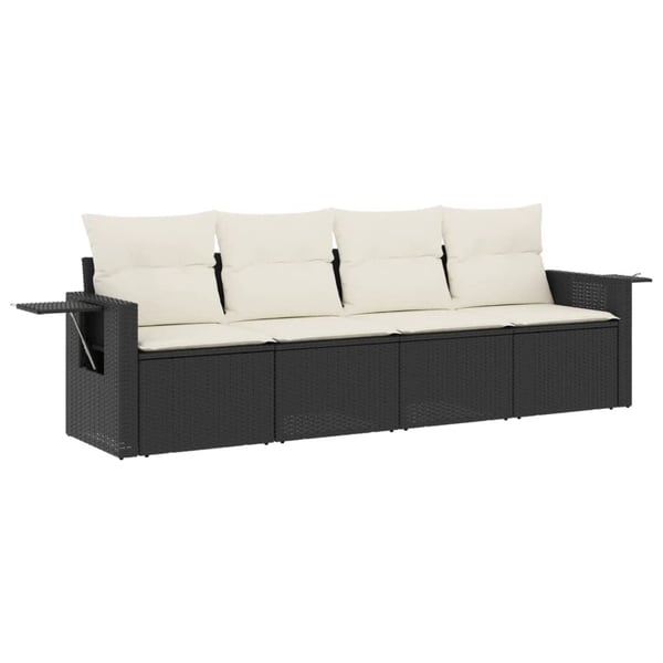 vidaXL sofasæt til haven 4 dele med hynder polyrattan sort