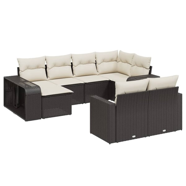 vidaXL sofasæt til haven 10 dele med hynder polyrattan sort