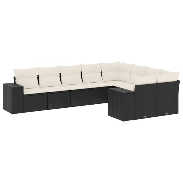 vidaXL sofasæt til haven 9 dele med hynder polyrattan sort
