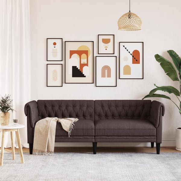 vidaXL 3-personers Chesterfield-sofa stof mørkebrun