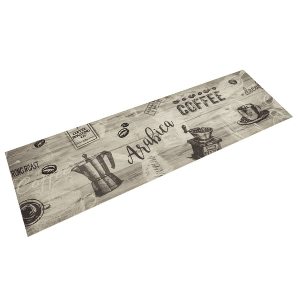 vidaXL køkkentæppe 45x150 cm Coffee-design vaskbart velour grå