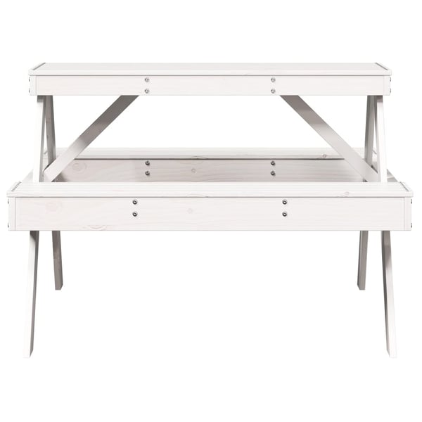 vidaXL Piknikbord hvit 105x134x75 cm heltre furu