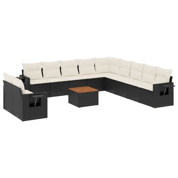 vidaXL Loungegrupp med dynor 12 delar svart konstrotting
