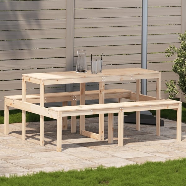 vidaXL picnicbord 160x134x75 cm massivt fyrretræ