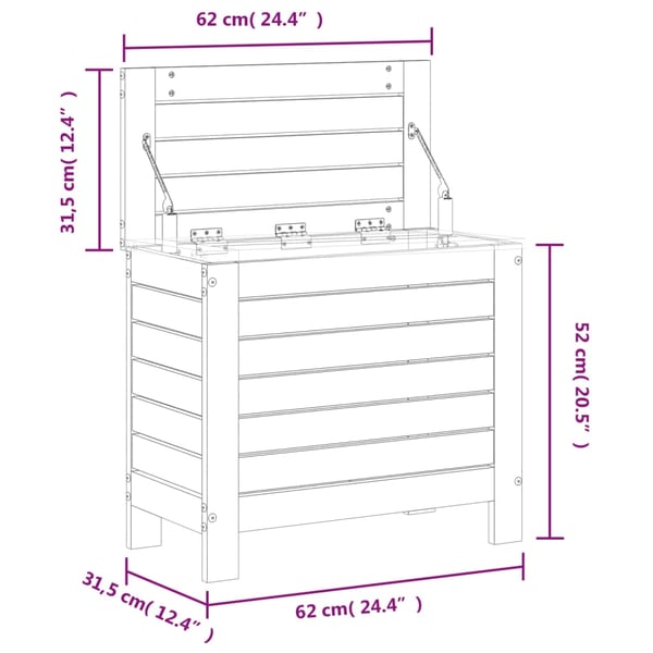 vidaXL Hagefotskammel hvit 62x31,5x52 cm heltre furu