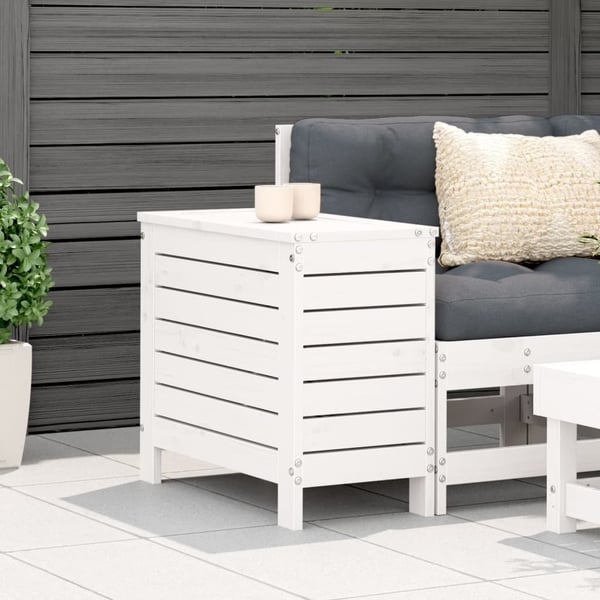 vidaXL Hagefotskammel hvit 62x31,5x52 cm heltre furu