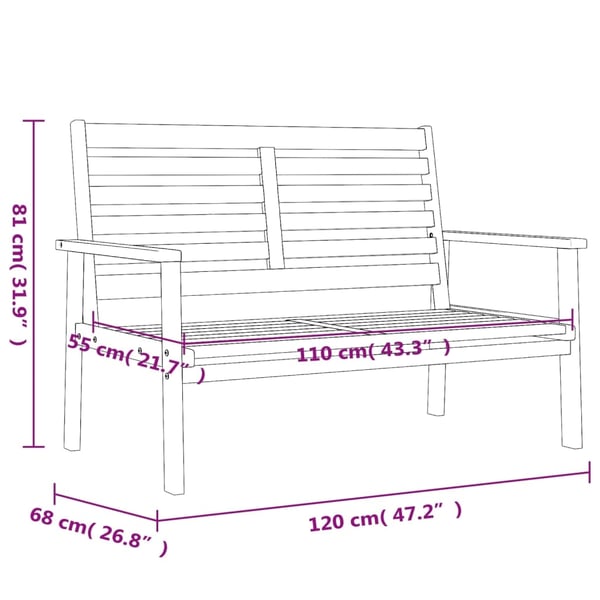 vidaXL Hagebenk 120 cm heltre akasie