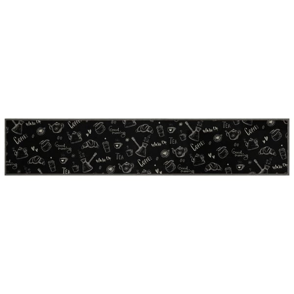 vidaXL køkkentæppe 60x300 cm Morning-design vaskbart velour sort