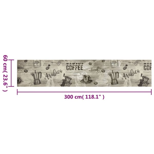 vidaXL køkkentæppe 60x300 cm Coffee-design vaskbart velour grå