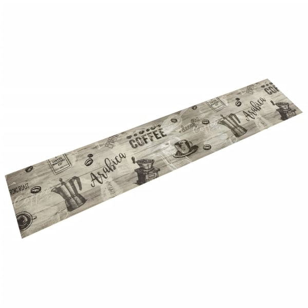 vidaXL køkkentæppe 60x300 cm Coffee-design vaskbart velour grå