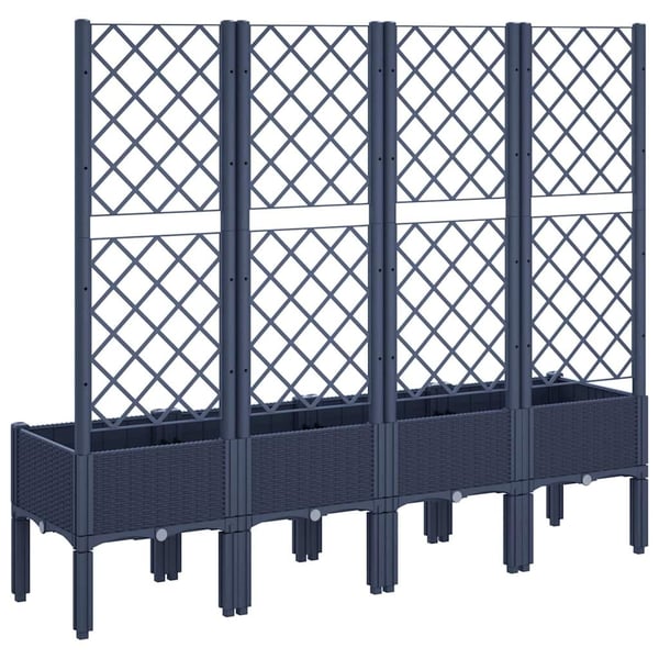 vidaXL Plantekasse med espalier blågrå 160x40x142 cm PP