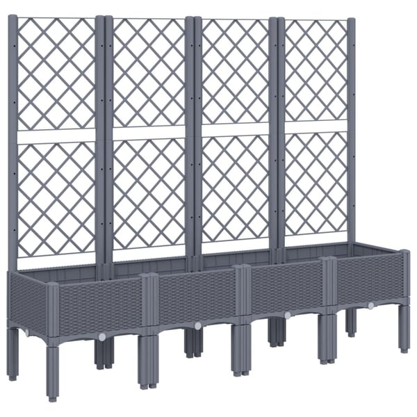 vidaXL Plantekasse med espalier blågrå 160x40x142 cm PP