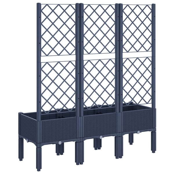 vidaXL Plantekasse med espalier blågrå 120x40x142 cm PP