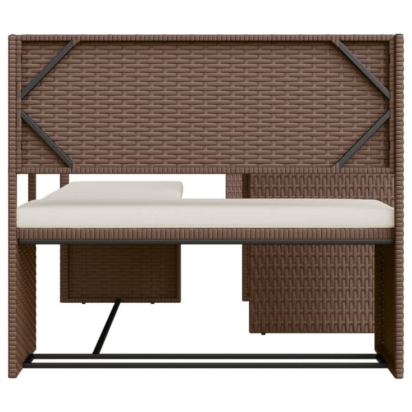vidaXL Hagesofa med bord og puter L-formet brun polyrotting