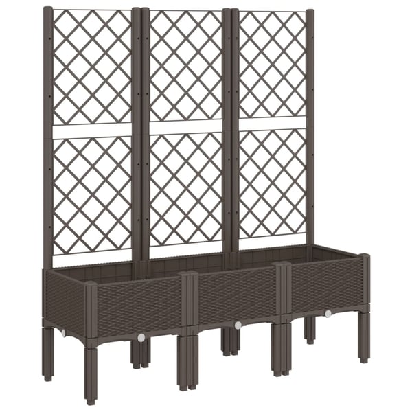 vidaXL Plantekasse med espalier brun 120x40x142 cm PP