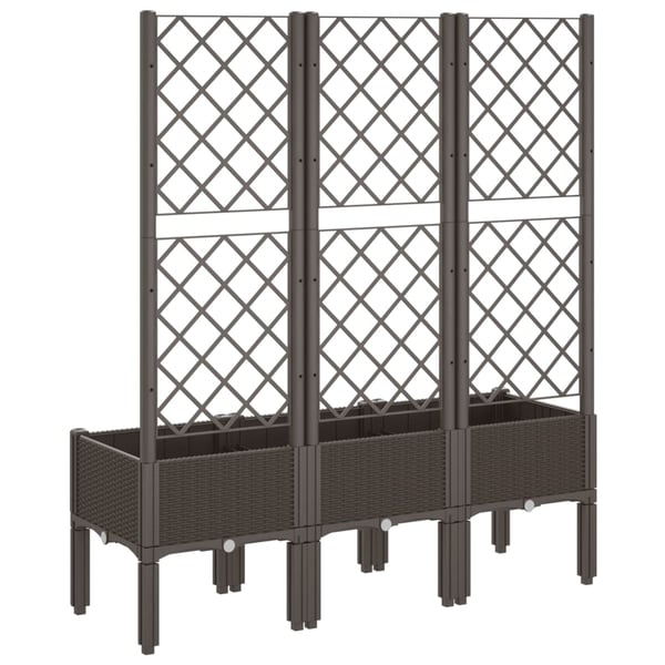 vidaXL Plantekasse med espalier brun 120x40x142 cm PP