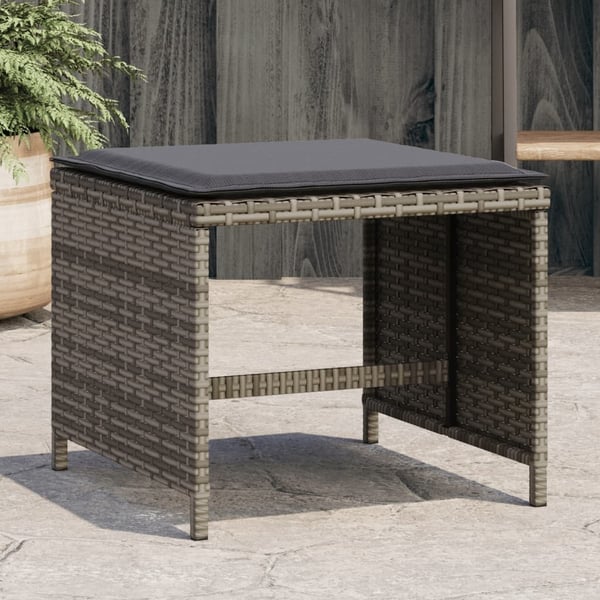 vidaXL haveskamler 4 stk. med hynder 41x41x36 cm polyrattan grå