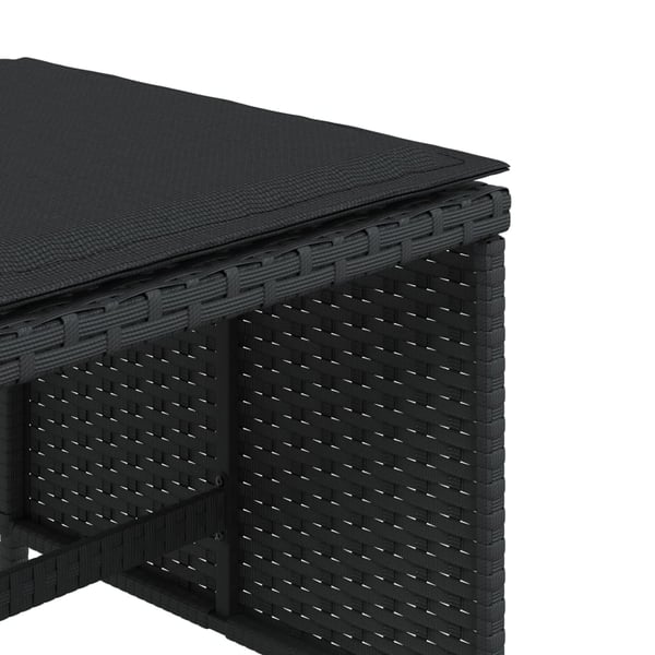 vidaXL haveskammel med hynder 4 stk. 41x41x36 cm polyrattan sort