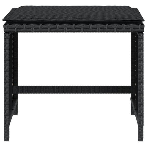 vidaXL haveskammel med hynder 4 stk. 41x41x36 cm polyrattan sort