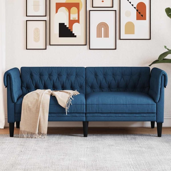 vidaXL 2-personers Chesterfield-sofa stof blå