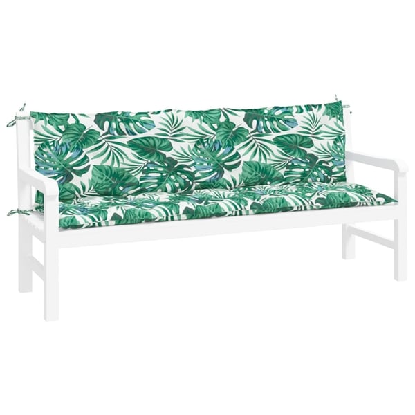 vidaXL hynder til havebænk 2 stk. 180x50x7 cm oxfordstof bladmønster