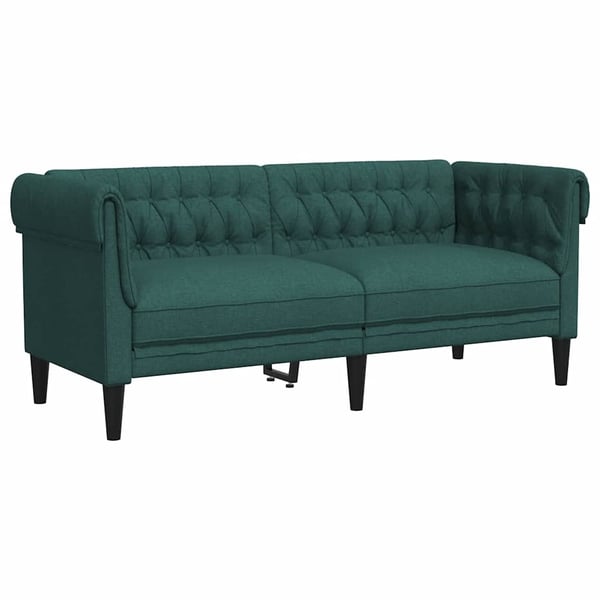 vidaXL 2-personers Chesterfield-sofa stof mørkegrøn