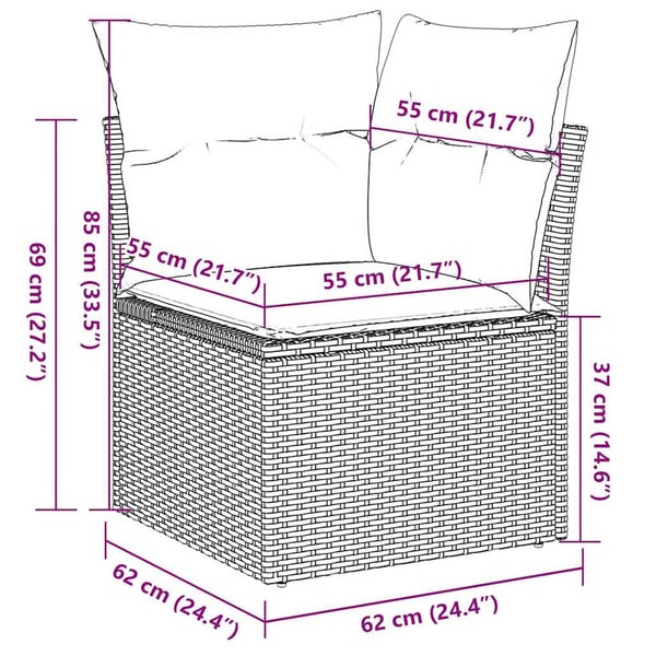 vidaXL sofasæt til haven 9 dele med hynder polyrattan brun