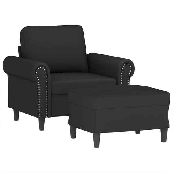 vidaXL sofastol med fodskammel 60 cm velour sort