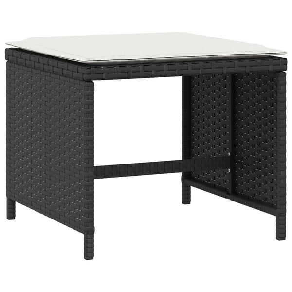 vidaXL haveskammel med hynder 4 stk. 41x41x36 cm polyrattan sort
