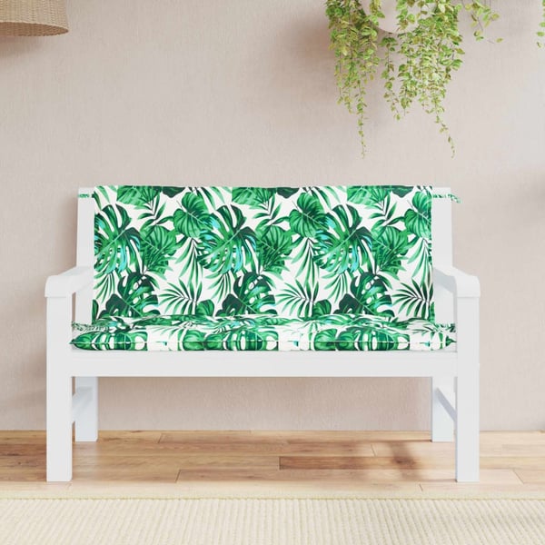vidaXL hynder til havebænk 2 stk. 120x50x7 cm oxfordstof bladmønster