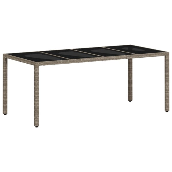 vidaXL Puutarhapöytä lasipöytälevy v.harmaa 190x90x75 cm polyrottinki