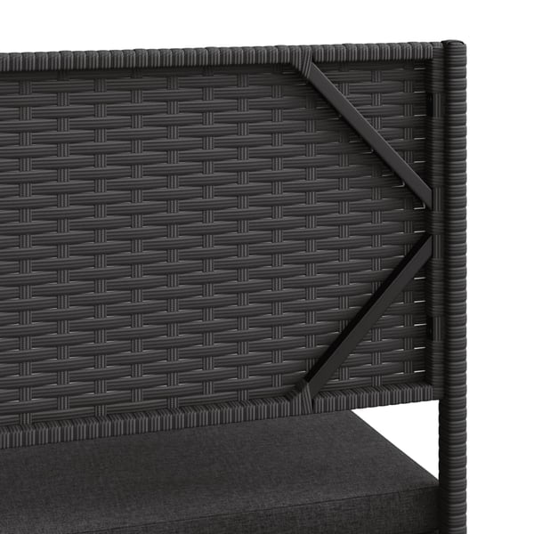vidaXL Hagesofa med bord og puter L-formet svart polyrotting
