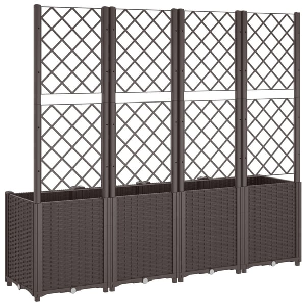 vidaXL Plantekasse med espalier brun 160x40x140 cm PP