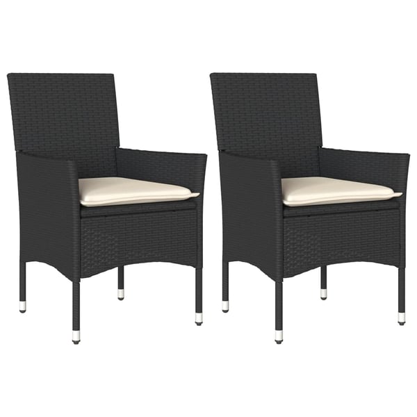 vidaXL havestole med hynder 2 stk. polyrattan sort