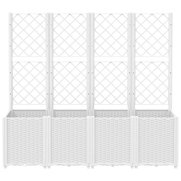 vidaXL Plantekasse med espalier hvit 160x40x140 cm PP